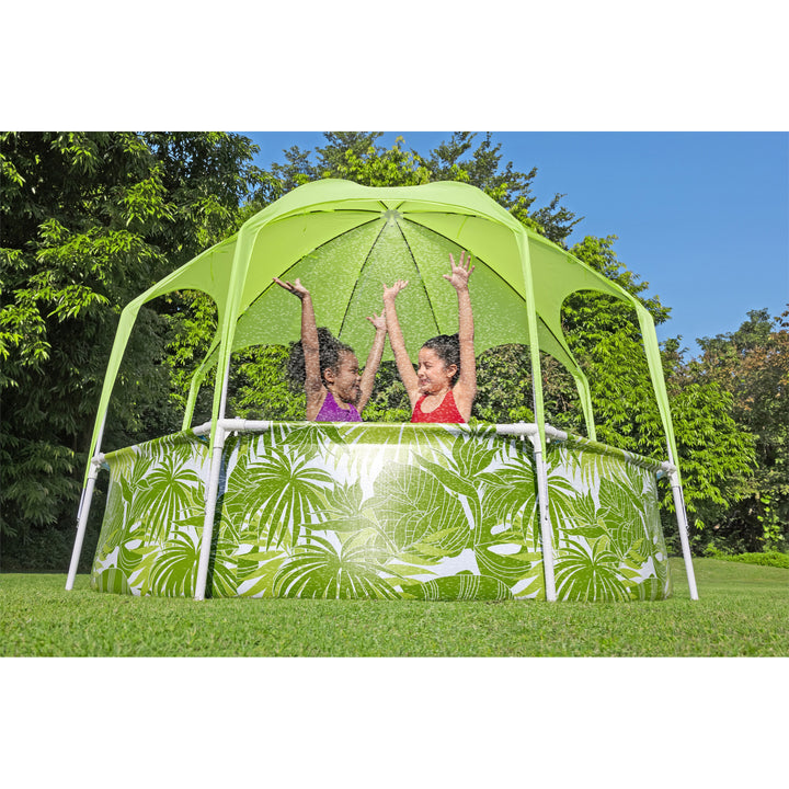 Kids Splash-in-Shade Round Above Ground Pool w/ Canopy, Green (Open Box)