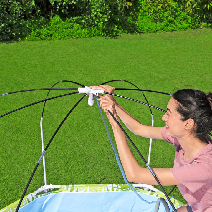 H2OGO! Kids Splash-in-Shade Round Above Ground Pool with Canopy Sunshade, Green