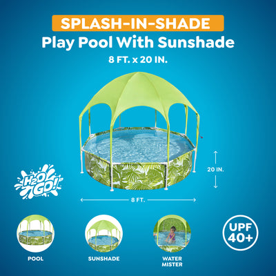 Kids Splash-in-Shade Round Above Ground Pool w/ Canopy, Green (Open Box)