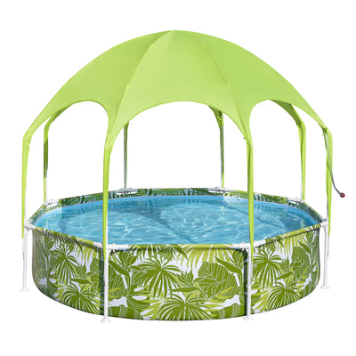 Kids Splash-in-Shade Round Above Ground Pool w/ Canopy, Green (Open Box)