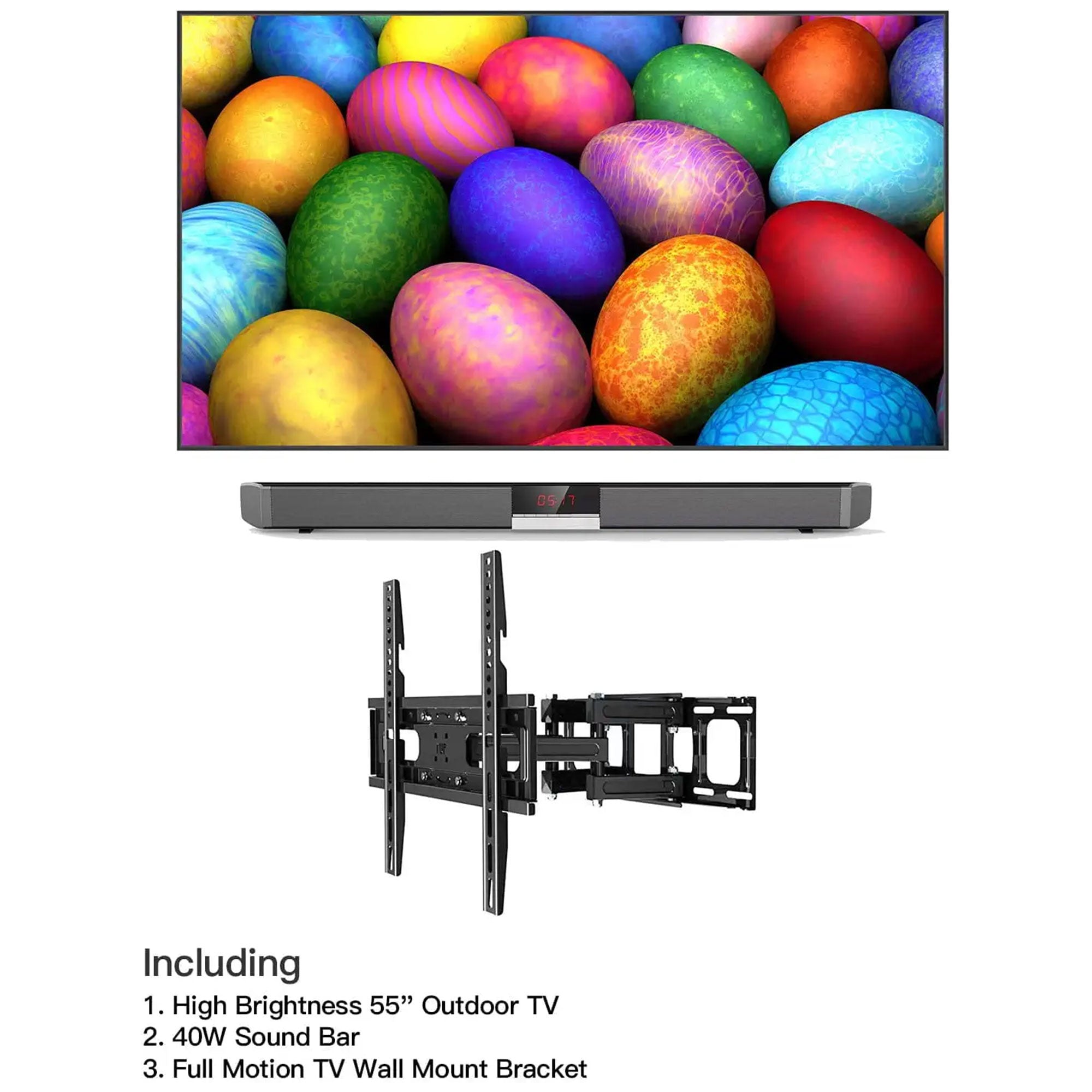 KUVASONG True 1500 Nits 55 Inch 4K Sun Readable Smart Outdoor TV w/ Sound Bar - VMInnovations