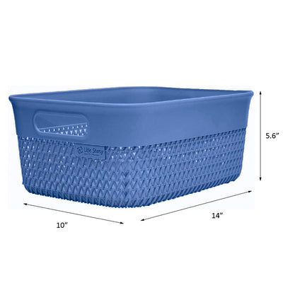 Life Story Lightweight Heavy Duty Storage Woven Basket 10 Quarts, Blue (12 Pack)