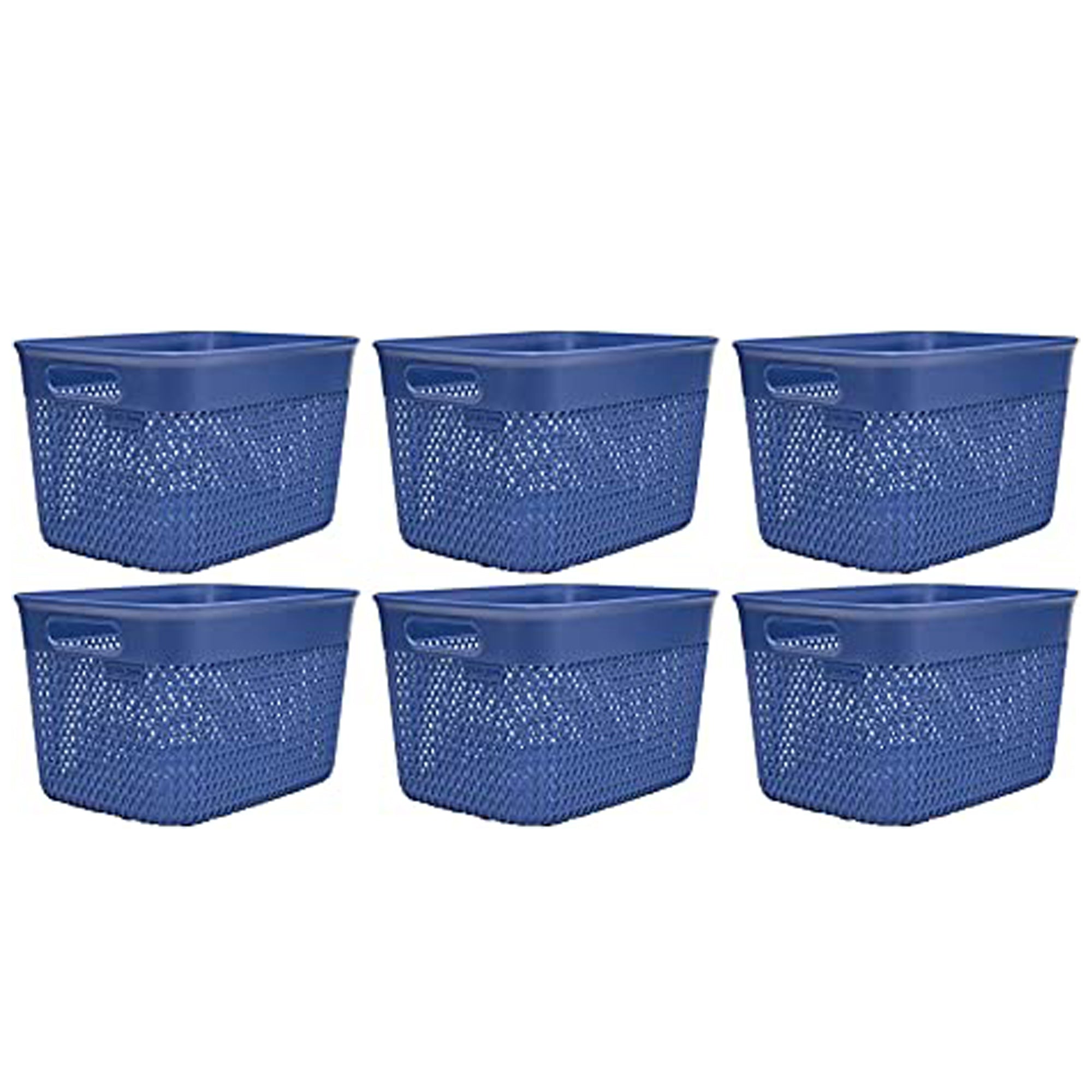 Life Story Lightweight Heavy Duty Storage Woven Basket 16 Quarts, Blue (6 Pack) - VMInnovations