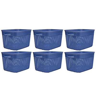 Life Story Lightweight Heavy Duty Storage Woven Basket 16 Quarts, Blue (6 Pack) - VMInnovations