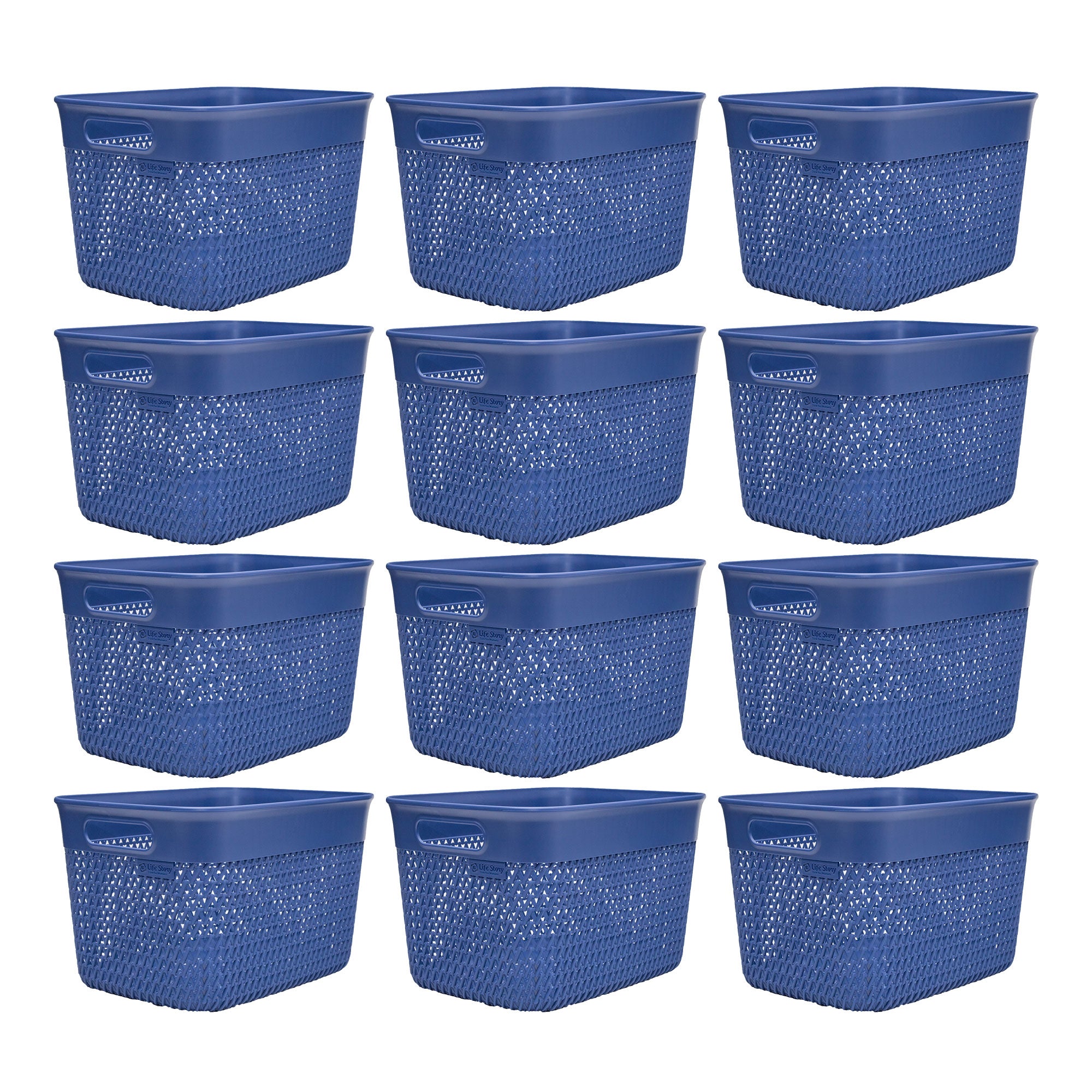 Life Story Lightweight Heavy Duty Storage Woven Basket 16 Quarts, Blue (12 Pack) - VMInnovations