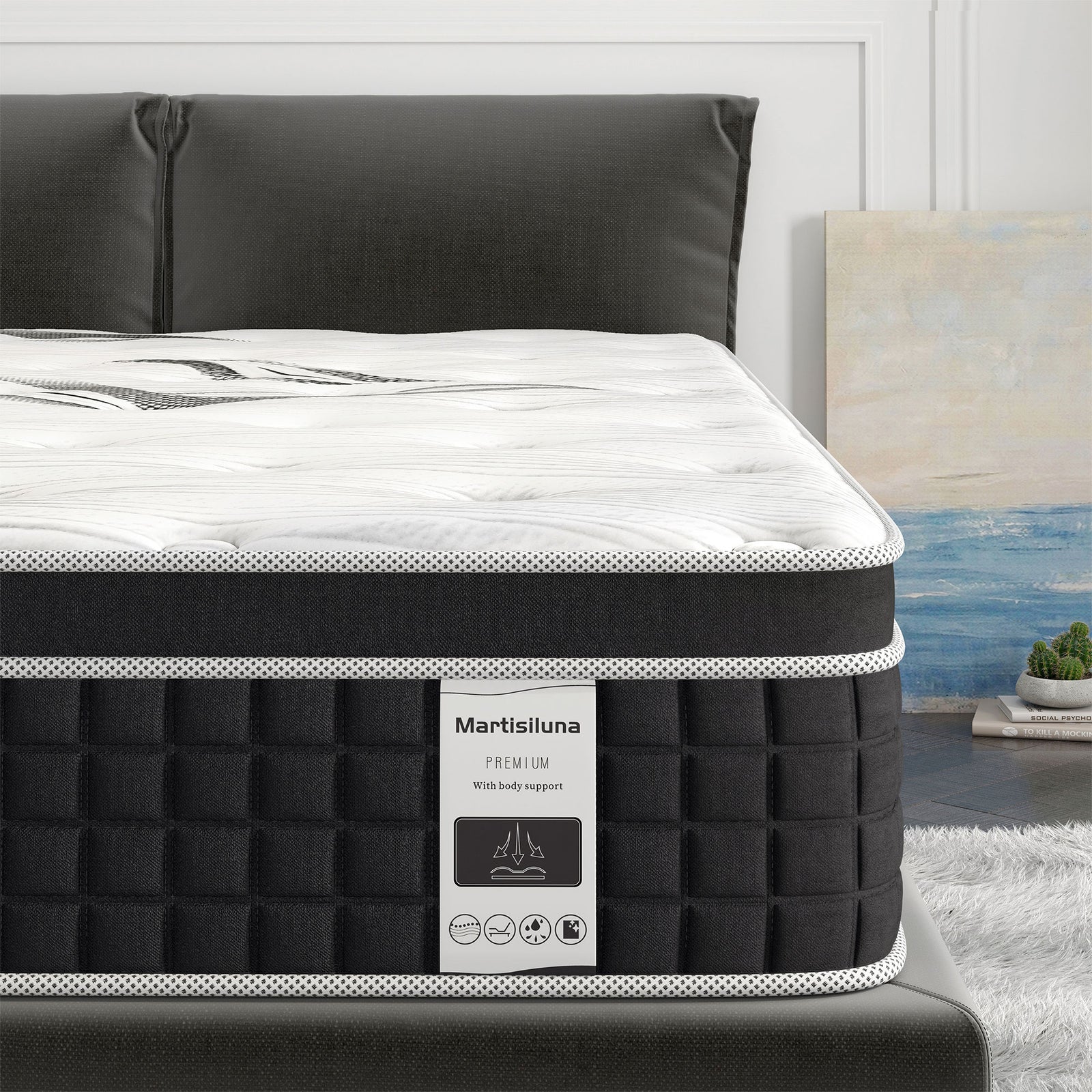 Martisiluna 10.5" Hybrid Gel Memory Foam Mattress w/Coil Innerspring,Queen(Used) - VMInnovations