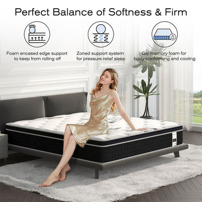 Martisiluna 10.5" Hybrid Gel Memory Foam Mattress w/Coil Innerspring,Queen(Used) - VMInnovations