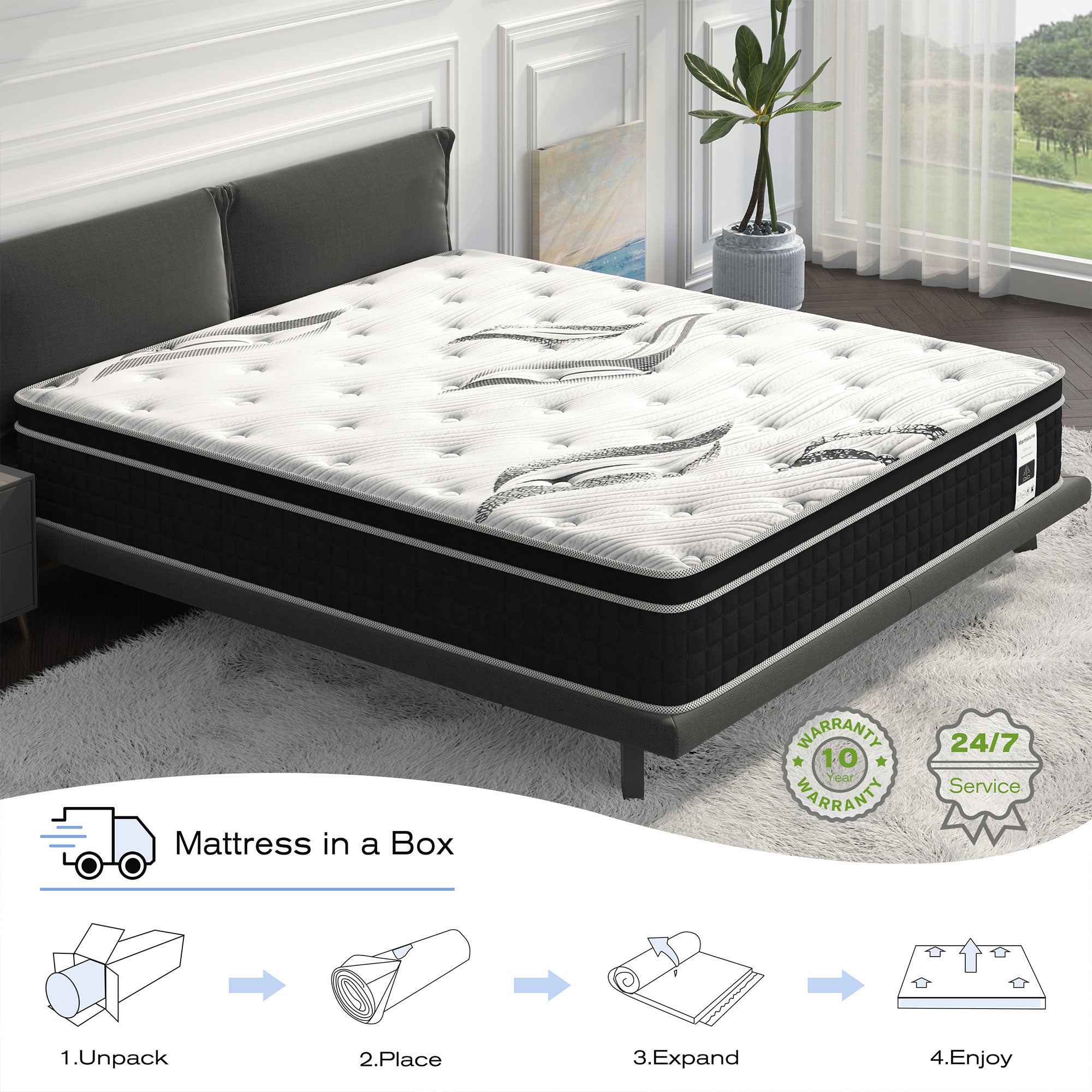 10.5 In Hybrid Gel Memory Foam Mattress with Coil Innerspring, Twin (Used) - VMInnovations
