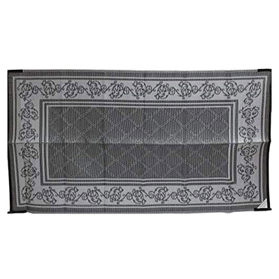 EEZ-RV Products 9 x 12 Foot Reversible Outdoor Mat for Patios and RVs, Grey Vine