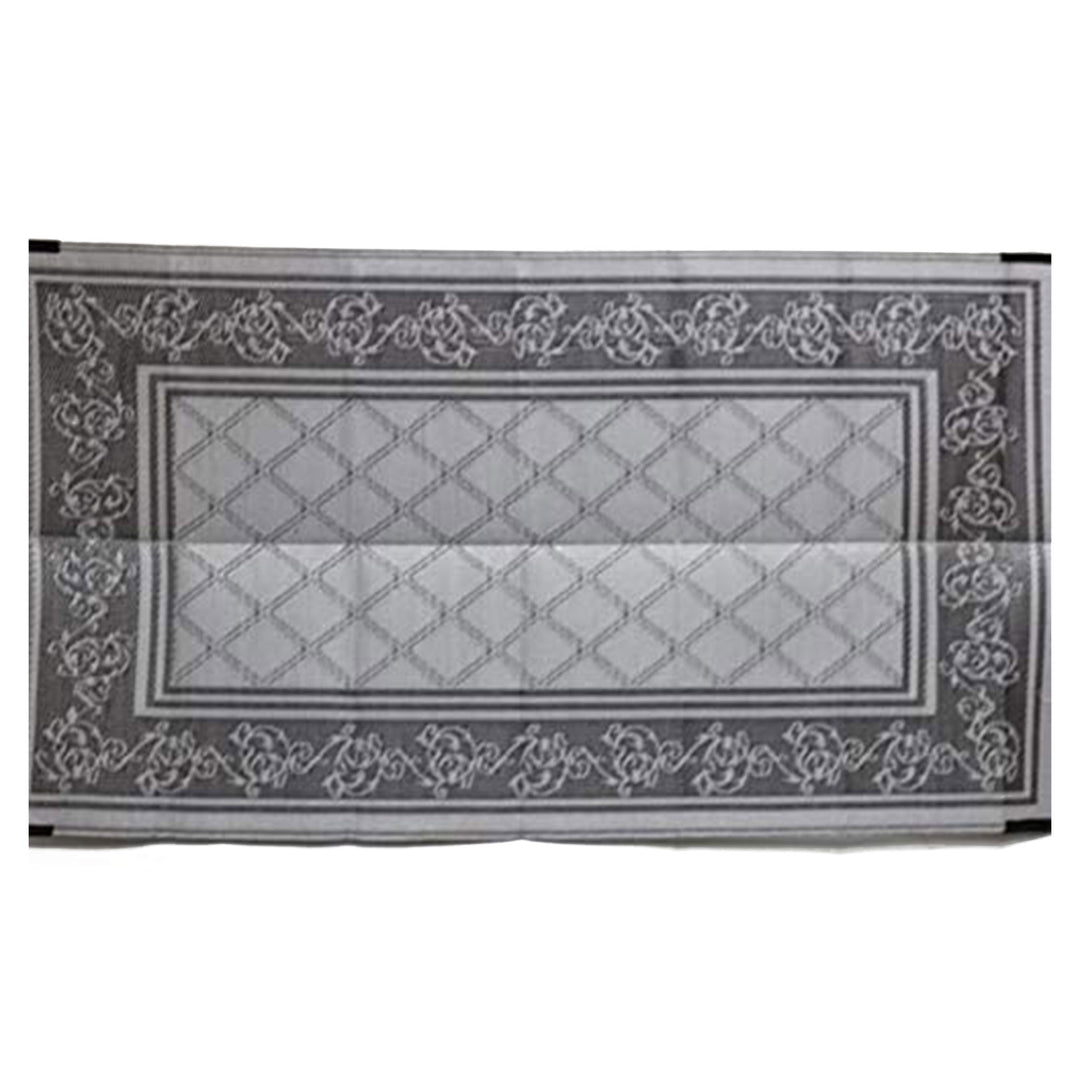 EEZ-RV Products 9 x 12 Foot Reversible Outdoor Mat for Patios and RVs, Grey Vine