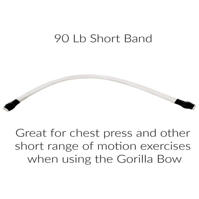 Gorilla Bow At Home Gym Short Resistance Exercise Band, 90lb Tension, White