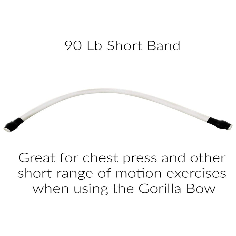 Gorilla Bow At Home Gym Short Resistance Exercise Band, 90lb Tension, White