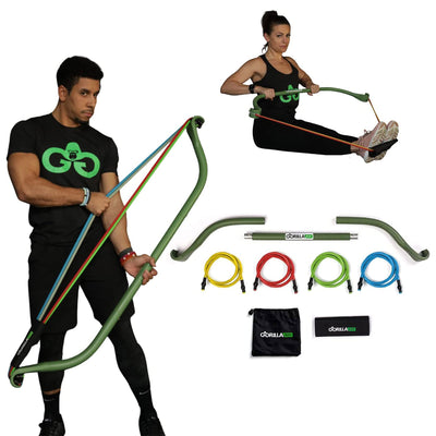 Gorilla Bow Travel Home Workout Resistance Bands & Exercise Bow, Green(Open Box)
