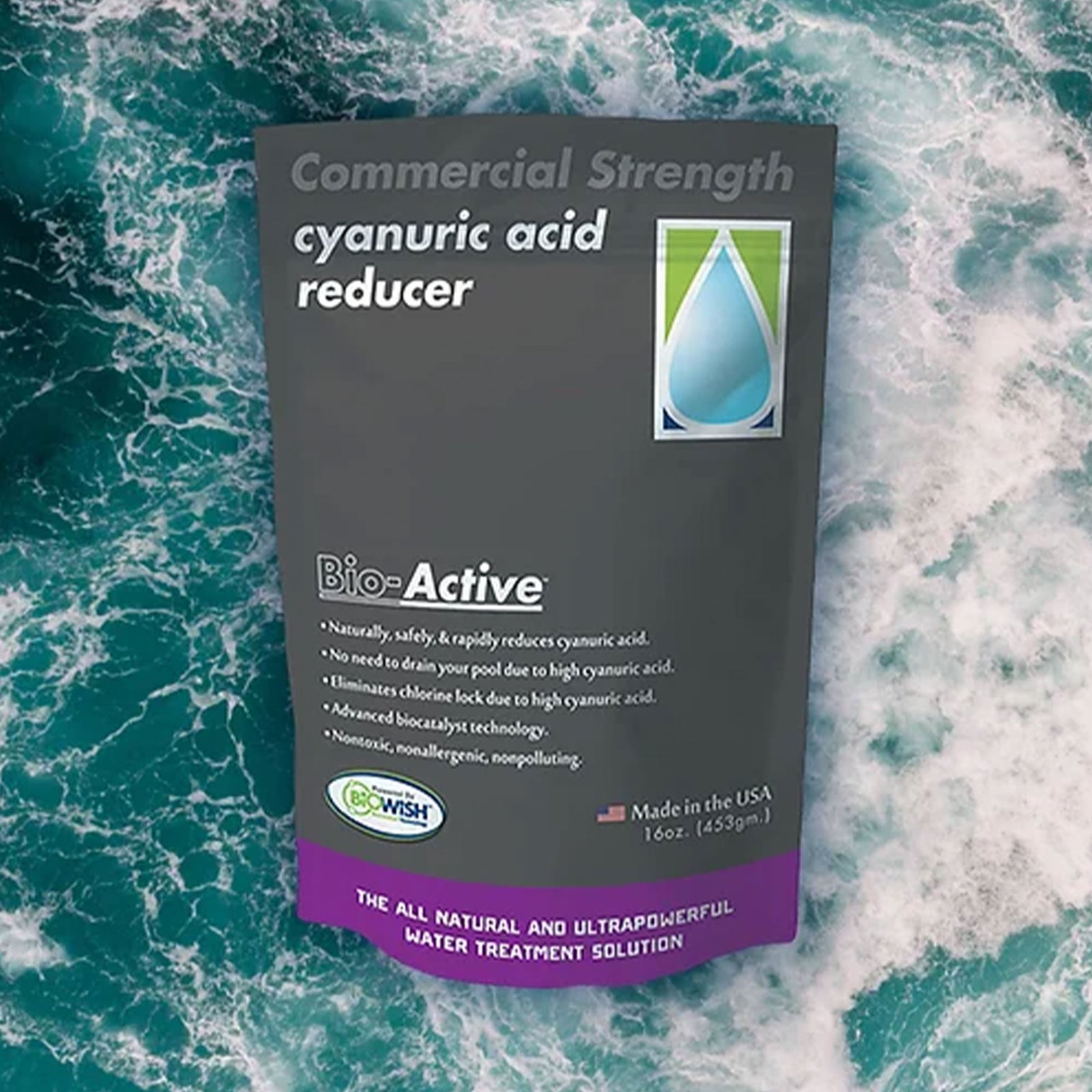 Bio-Active Non Polluting Cyanuric Acid Reducer Powder for Swimming Pools, 16 Oz - VMInnovations