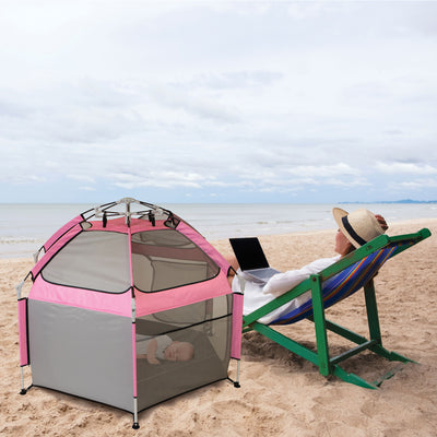KidCo Play N GoPod Lightweight Kids Travel Camp Tent Playard, Pink (Open Box) - VMInnovations