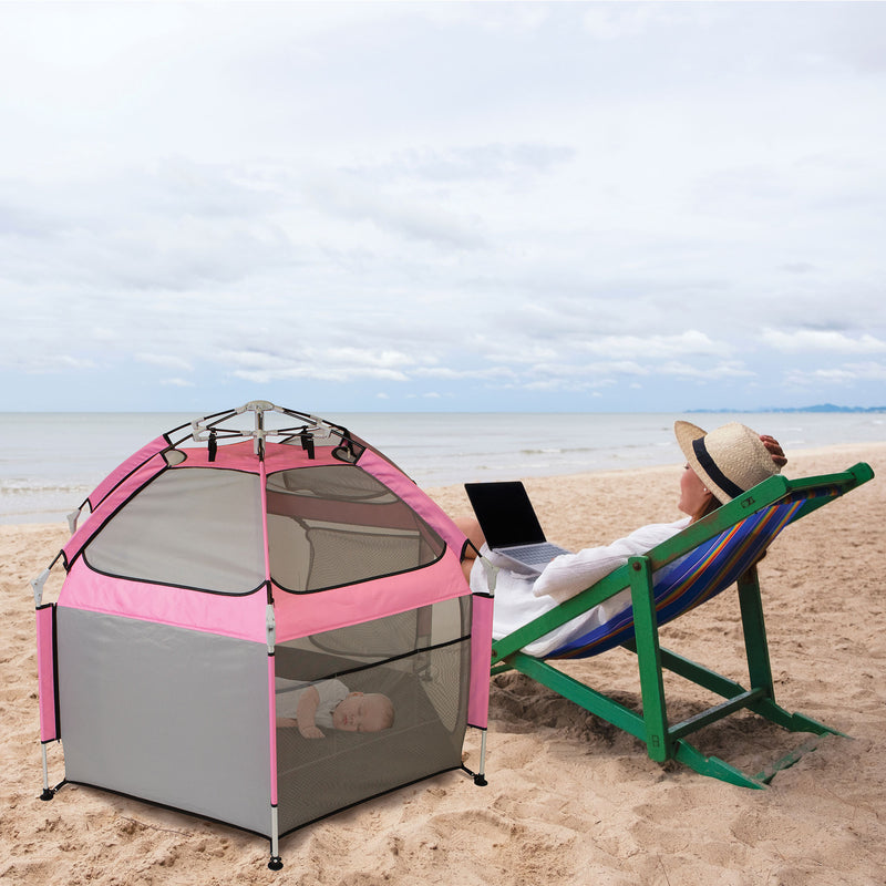 KidCo Play N GoPod Lightweight Portable Kids Travel Camp Tent Playard, Pink