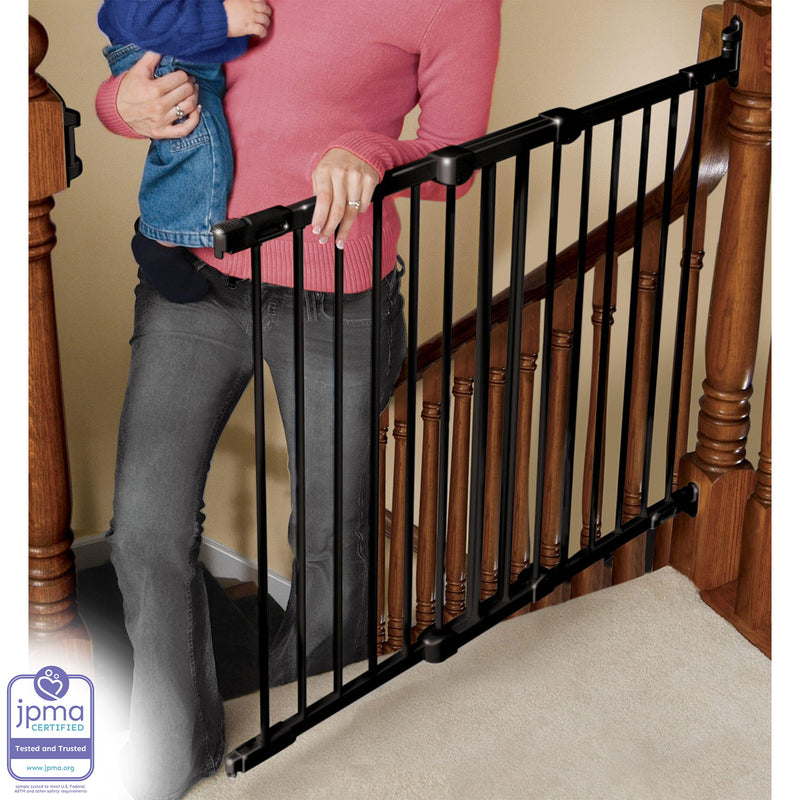 KidCo Angle Mount Safeway Stair Top Quick Release Baby Gate, 42.5x30.5 In, Black