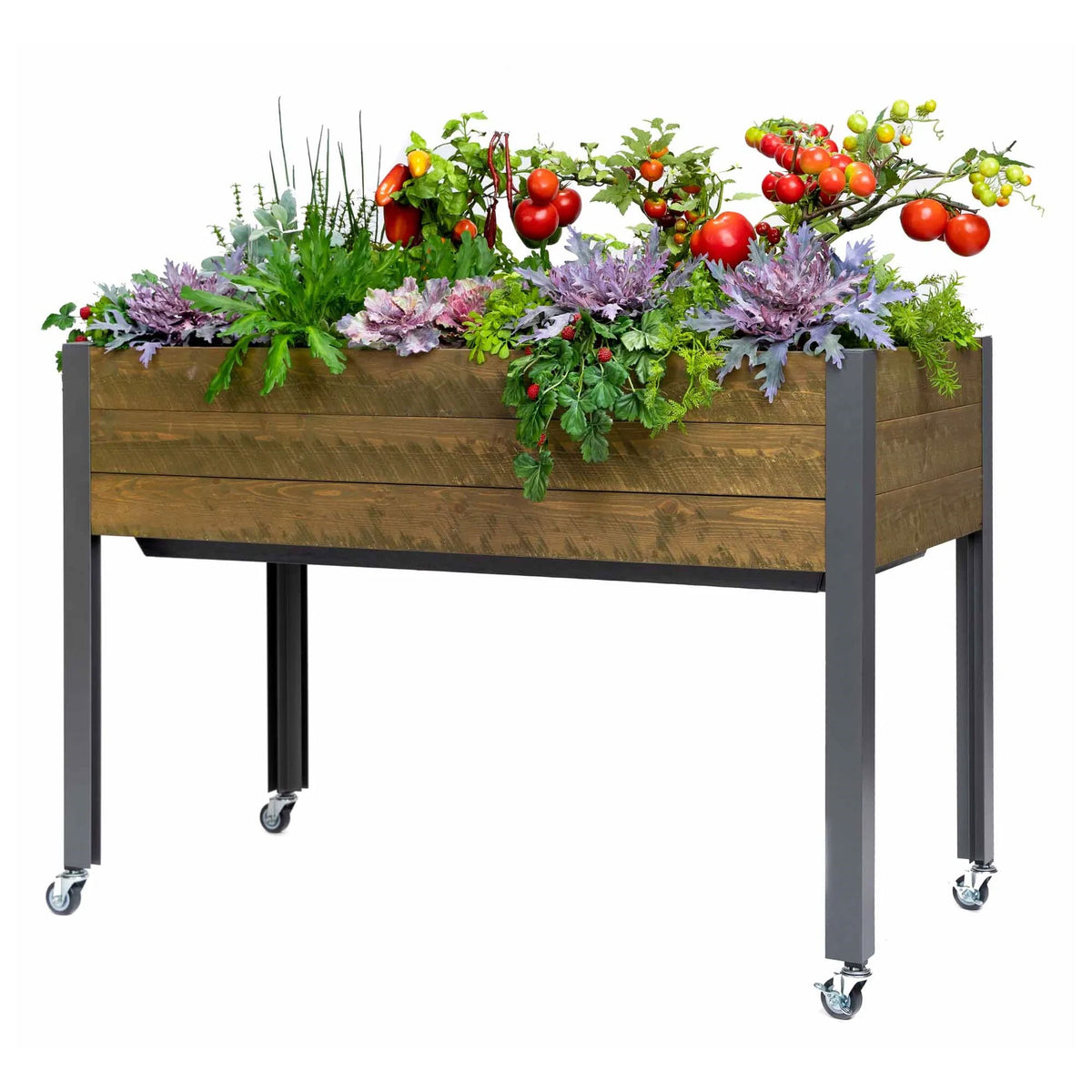 CedarCraft Self-Watering 4 Wheel Elevated Backyard Planter with Greenhouse Cover