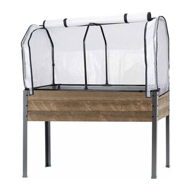 CedarCraft Elevated Spruce Planter with Greenhouse Cover, 21 X 47 X 30 Inches