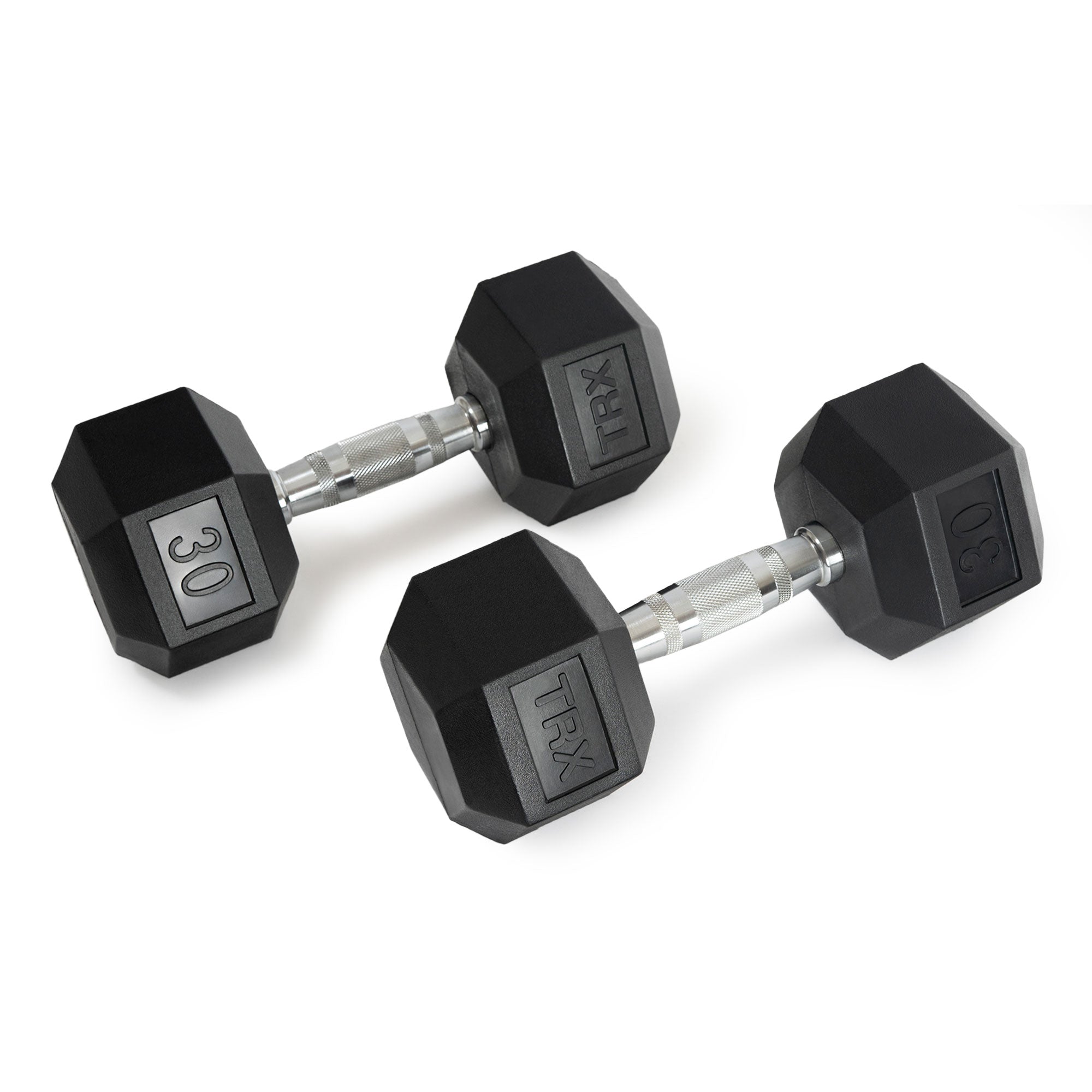 TRX Hex Rubber 30lb Dumbbell Weight Strength Training Workout Equipment, 1 Pair