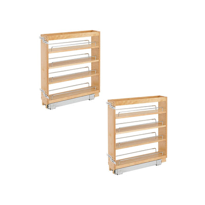 Rev A Shelf 448-BC-6C 6.5" Pull Out Wood Base Kitchen Cabinet Organizer (2 Pack) - VMInnovations