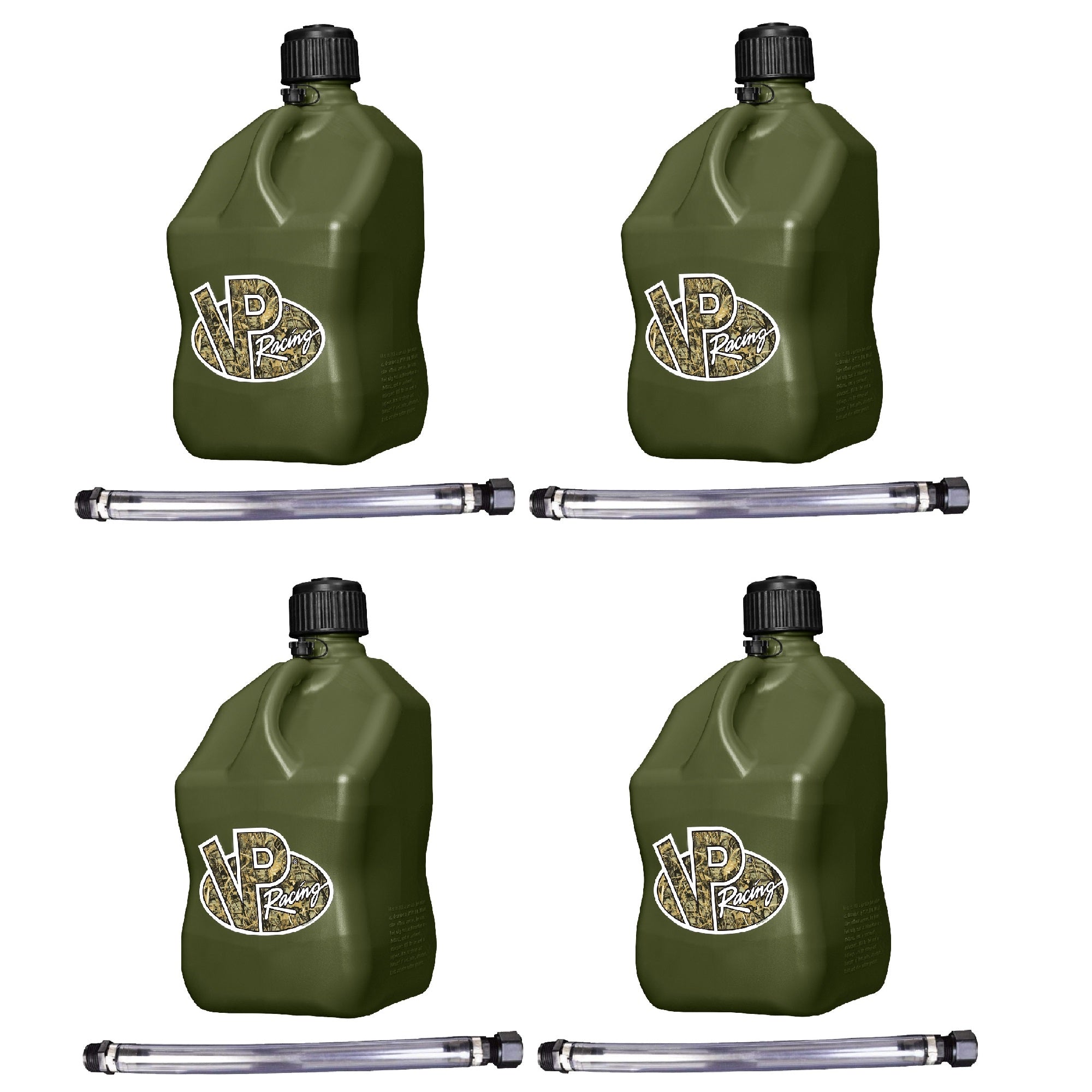 VP Racing Fuels 5.5 Gallon Utility Jugs with Deluxe Filler Hoses, Camo (4 Pack)