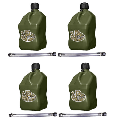 VP Racing Fuels 5.5 Gallon Utility Jugs with Deluxe Filler Hoses, Camo (4 Pack)