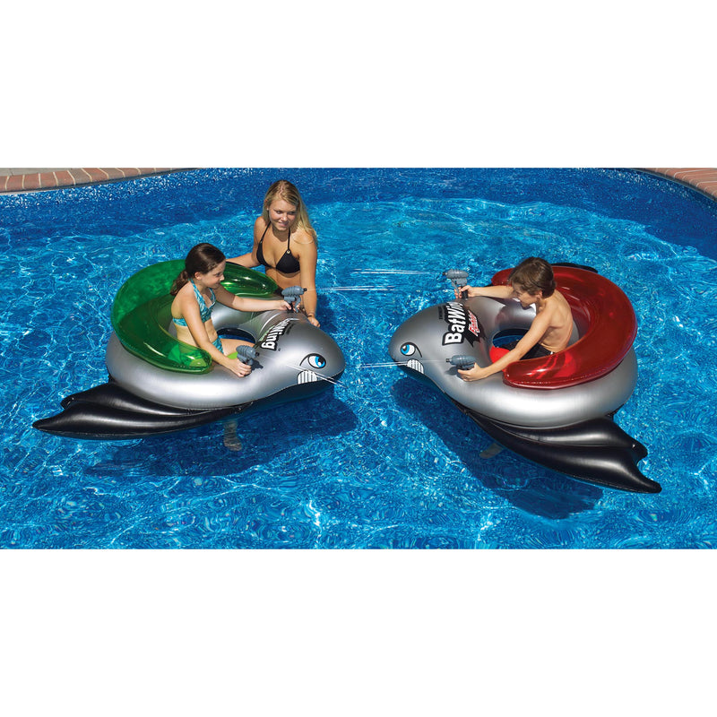 Bundle: Giant Inflatable Ride-On Flamingo & BatWing Ride On Inflatable Tube Set