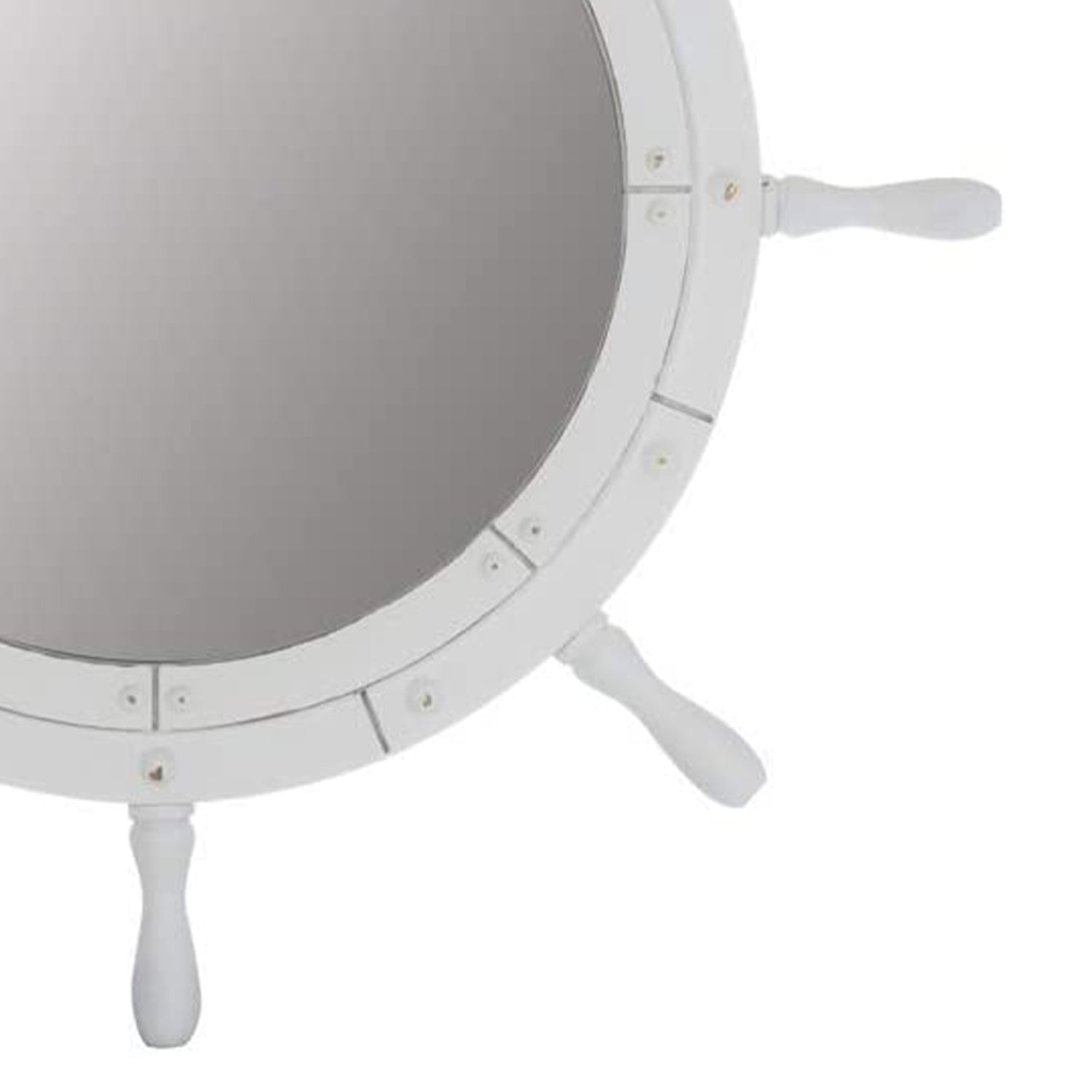 Nagina 30SANTORINI Santorini Nautical Distressed Ship Wheel Mirror, 30", White