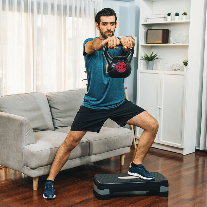 BalanceFrom Fitness Home Gym Vinyl Coated Solid Cast Iron Kettlebell Set (Used)