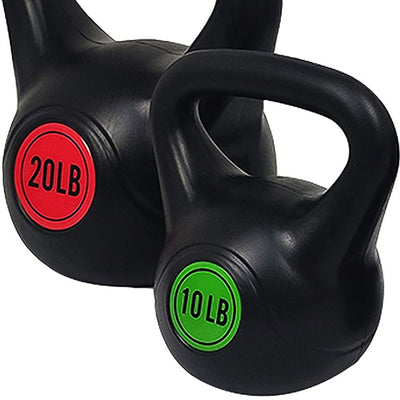 BalanceFrom Fitness Home Gym Vinyl Coated Solid Cast Iron Kettlebell Weight Set