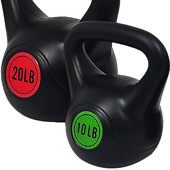 BalanceFrom Fitness Home Gym Vinyl Coated Solid Cast Iron Kettlebell Set (Used)