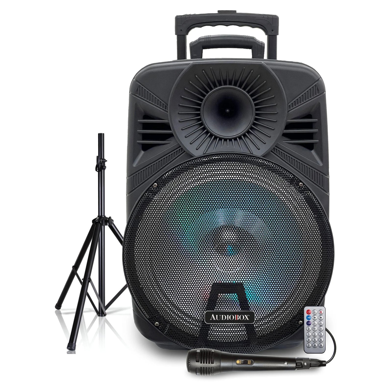 AudioBox 15 Inch Karaoke Bluetooth Speaker with Tripod and Microphone (Used) - VMInnovations