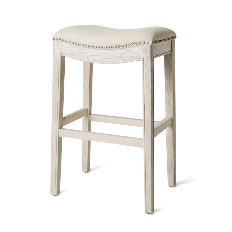 Maven Lane Adrien Backless Saddle Kitchen Bar Stool, White Oak (For Parts)