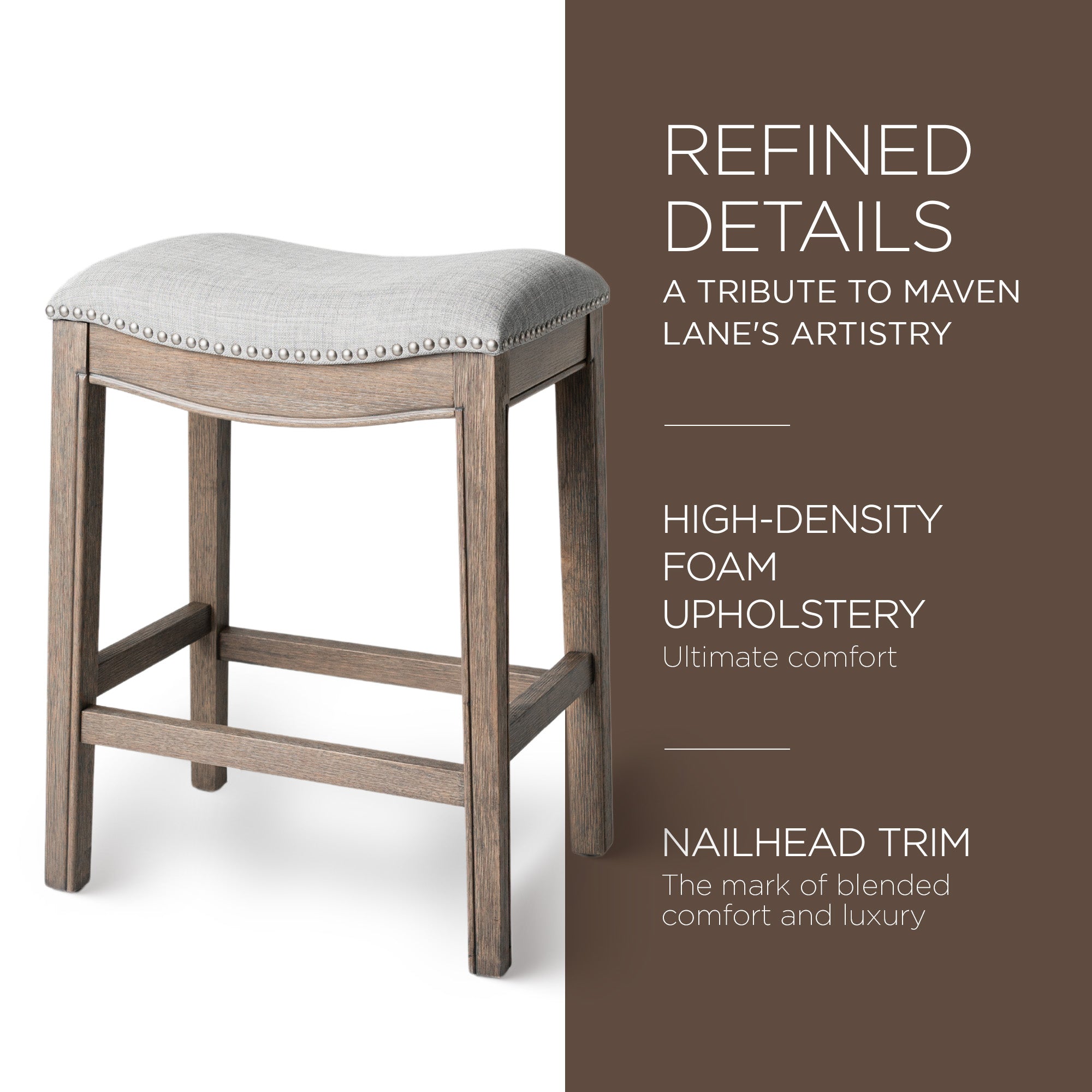 Adrien Saddle Backless Bar Stool, Reclaimed Oak, Counter Height(Used) (4 Pack) - VMInnovations