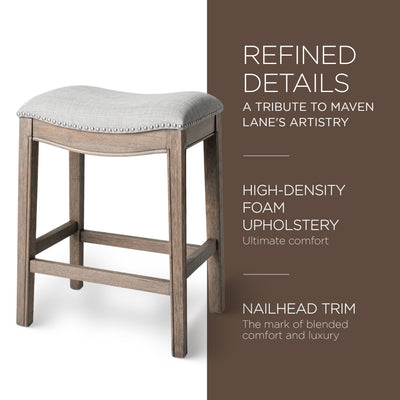Adrien Saddle Backless Bar Stool, Reclaimed Oak, Counter Height(Used) (4 Pack) - VMInnovations