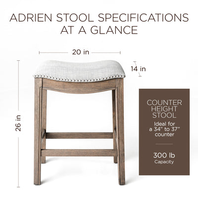 Adrien Saddle Backless Bar Stool, Reclaimed Oak, Counter Height(Used) (4 Pack) - VMInnovations