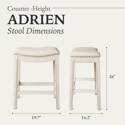 Maven Lane Adrien Saddle Bar Stool, White Oak, Counter Height(Open Box) (2 Pack)