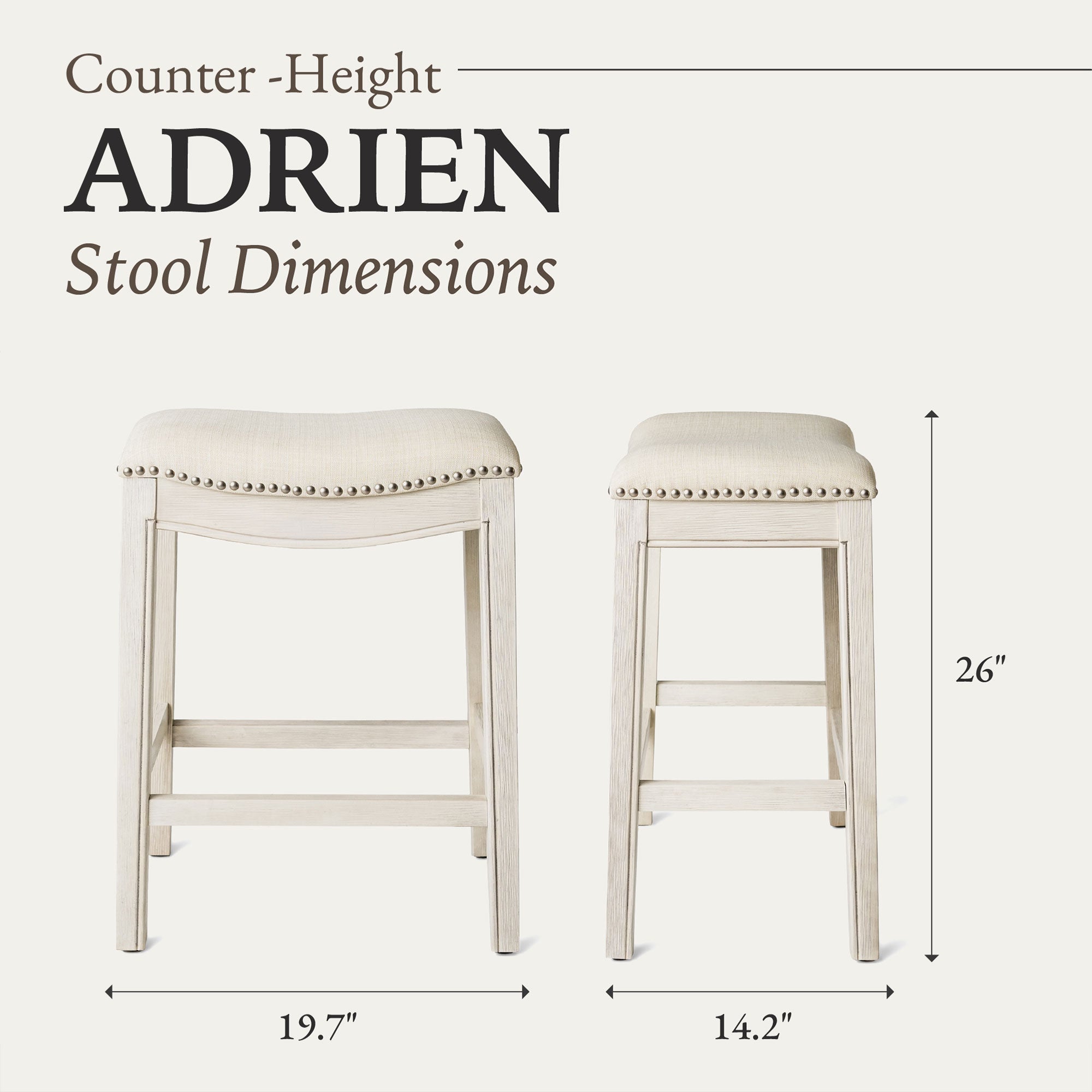 Maven Lane Adrien Kitchen Saddle Counter Stool, White Oak (Used) (4 Pack) - VMInnovations