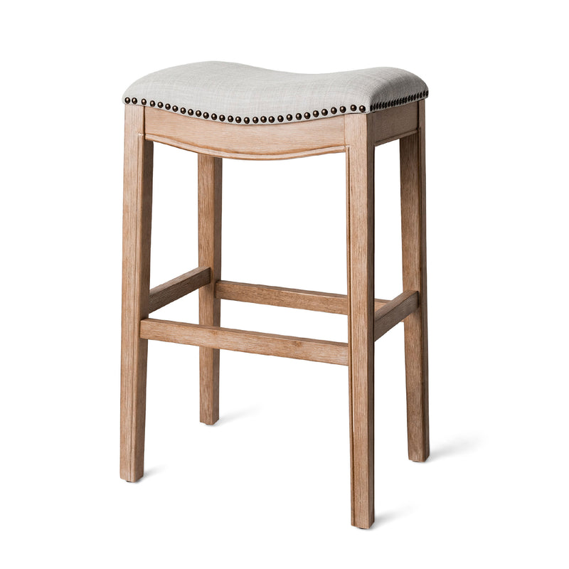 Maven Lane Adrien Kitchen Saddle Backless Bar Stool, Weathered Oak (Open Box)