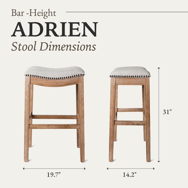 Maven Lane Adrien Kitchen Saddle Backless Bar Stool, Weathered Oak (Open Box)