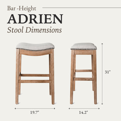 Maven Lane Adrien Kitchen Saddle Backless Stool, Weathered Oak, Bar Height(Used) - VMInnovations