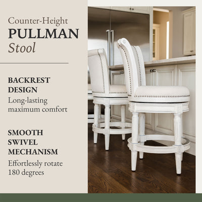 Pullman Wooden Swivel Kitchen Counter Stool 25"H, Brushed White Oak (For Parts)