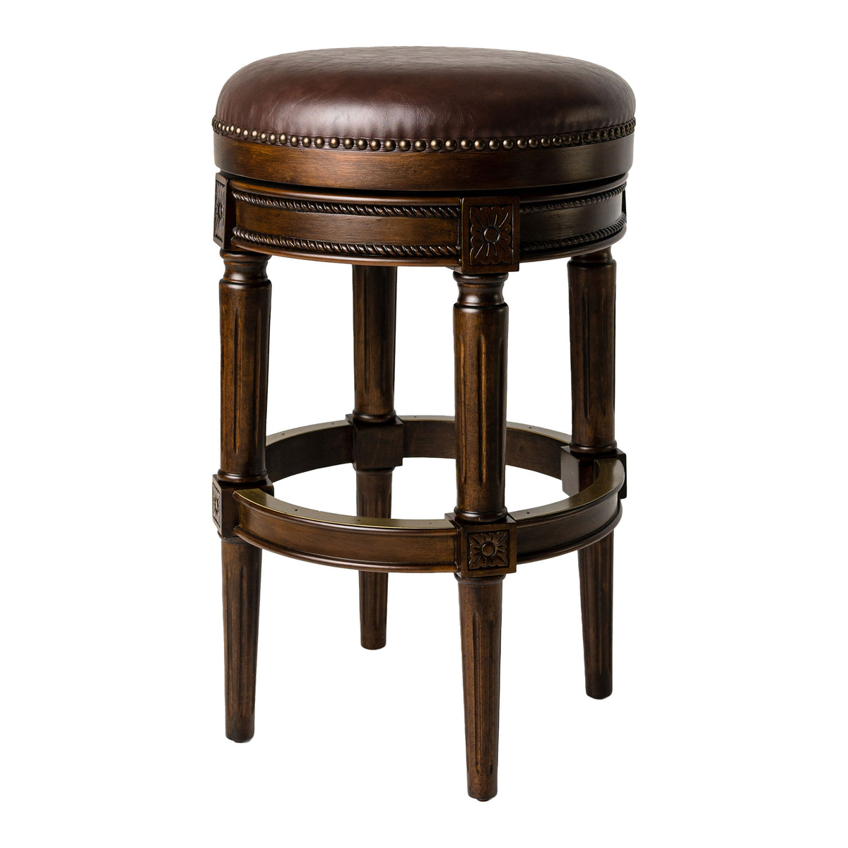 Maven Lane Backless Swivel Bar Stool 30"H, Dark Walnut Finish (For Parts) (2pk)