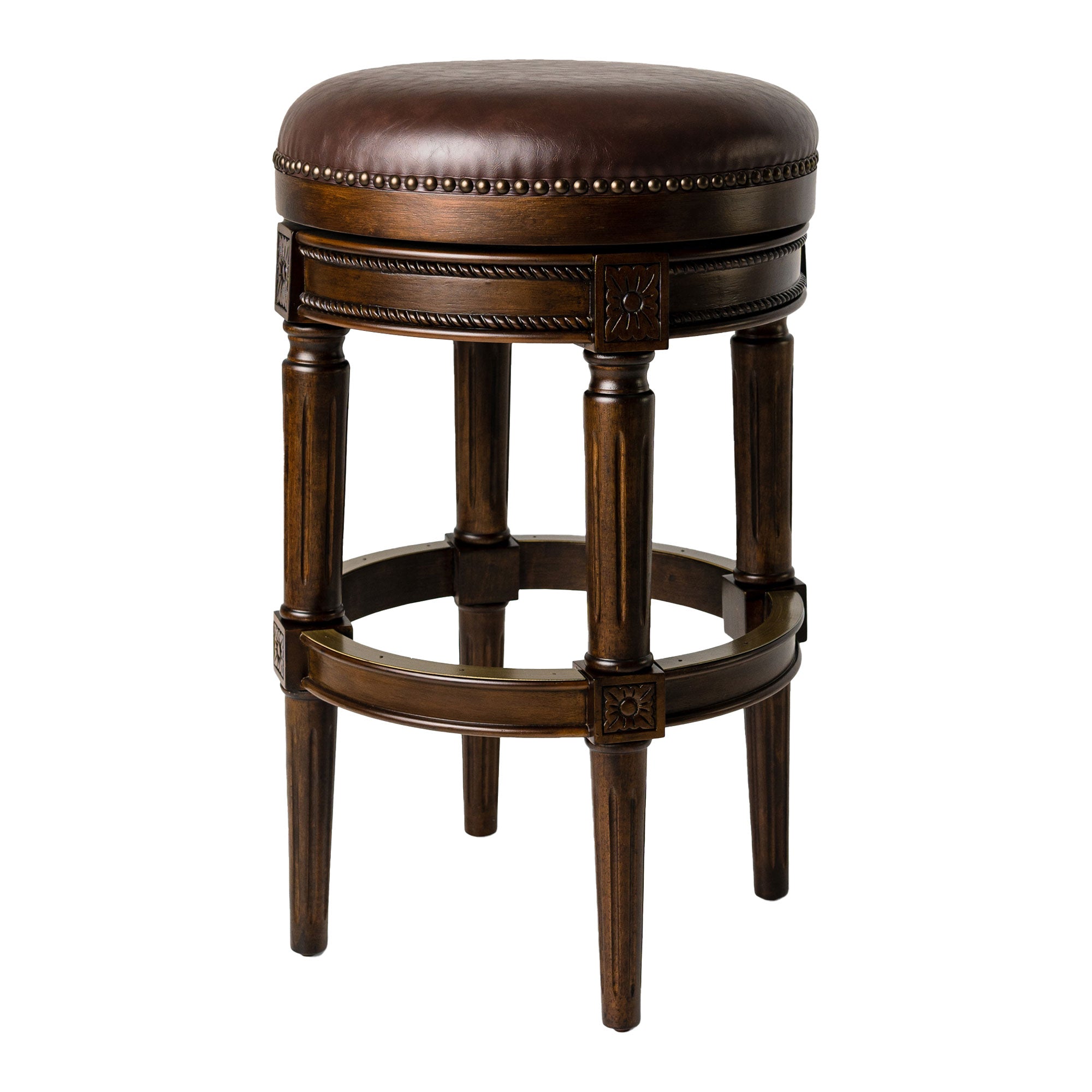 Pullman Backless Swivel Bar Stool 30"H, Dark Walnut Finish (For Parts) (4pk)