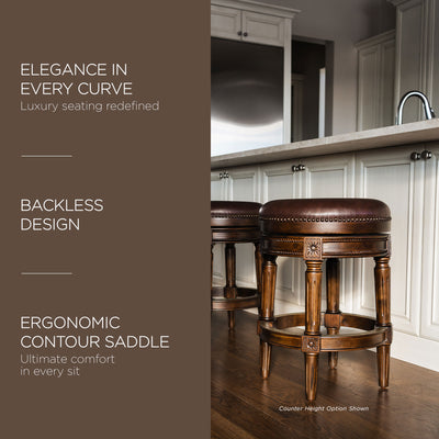 Maven Lane Pullman Backless Swivel Bar Stool, Dark Walnut, Bar Height (Open Box) - VMInnovations
