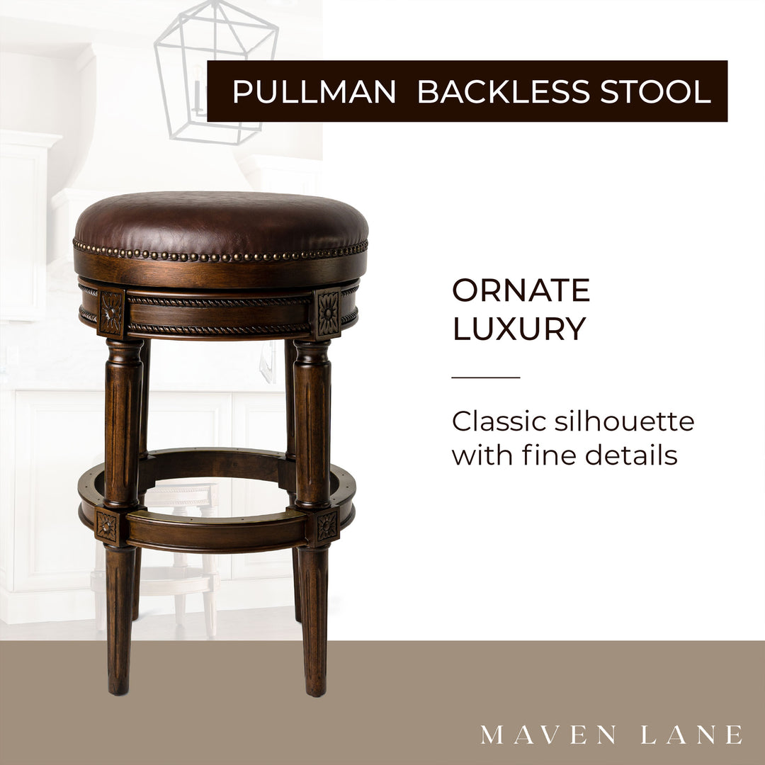 Maven Lane Backless Swivel Bar Stool 30"H, Dark Walnut Finish (For Parts) (2pk)