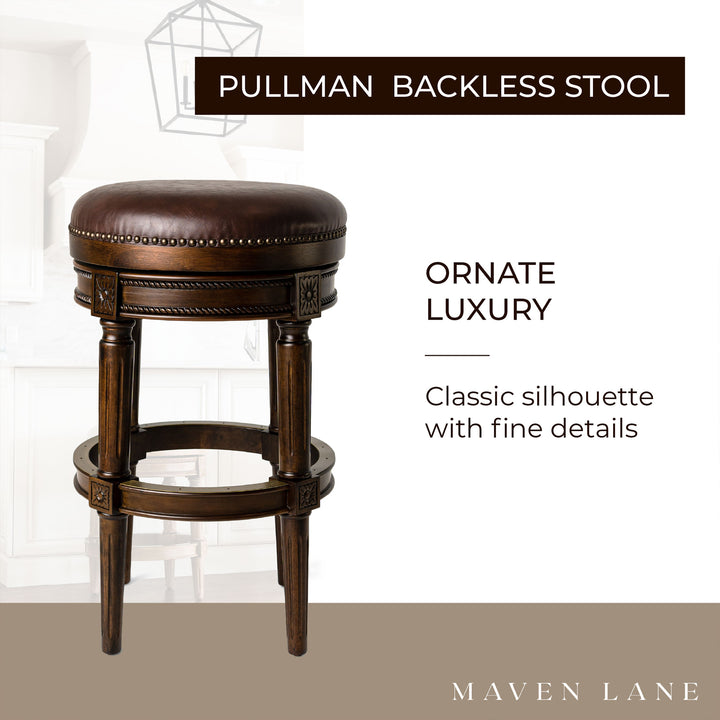 Maven Lane Backless Swivel Bar Stool 30"H, Dark Walnut Finish (For Parts) (2pk) - VMInnovations
