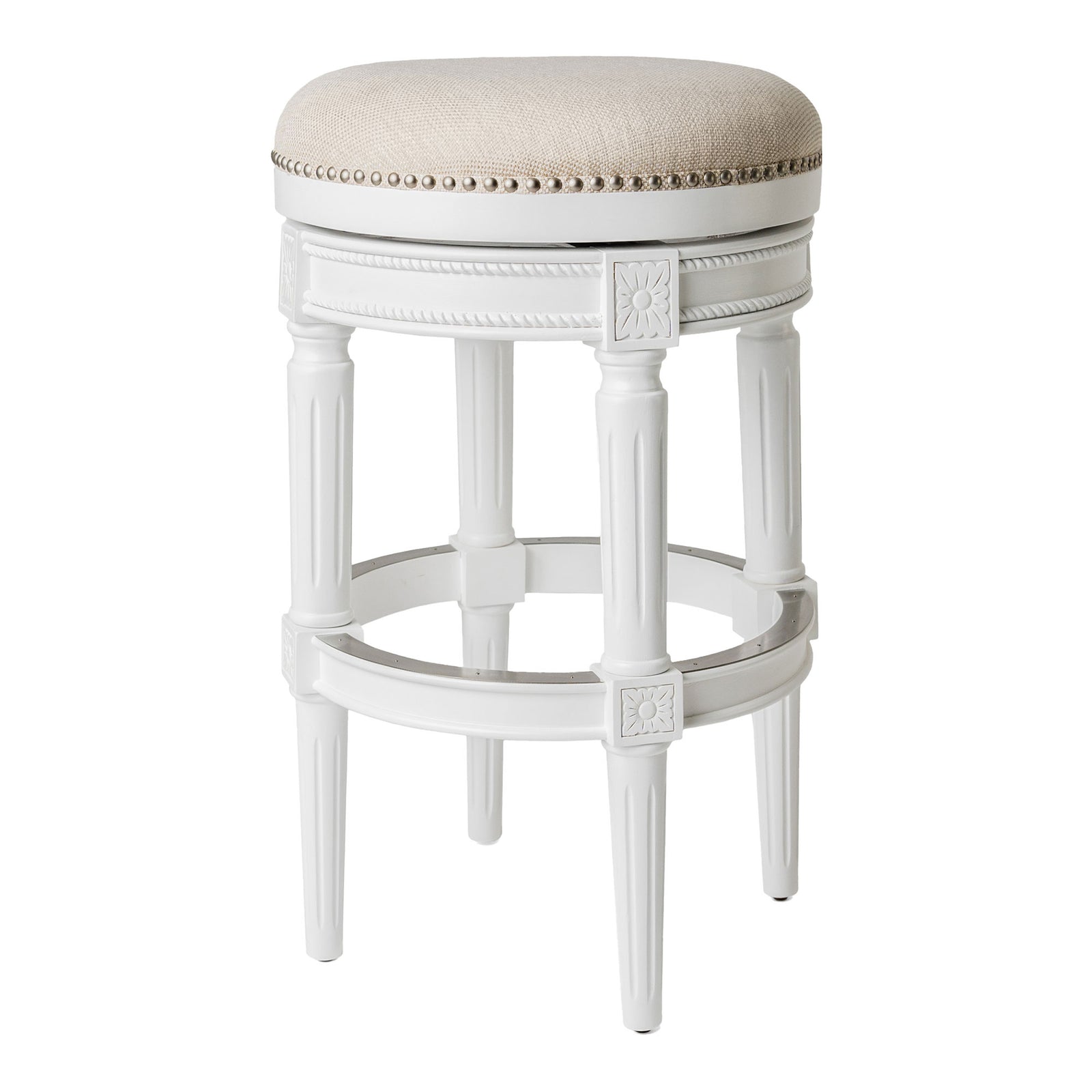 Maven Lane Backless Swivel Kitchen Bar Stool 30"H, Alabaster White (For Parts) - VMInnovations