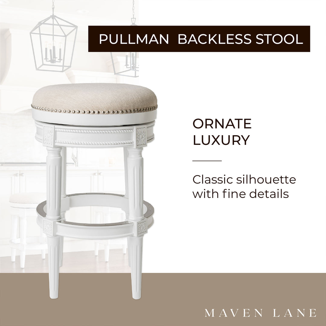 Maven Lane Pullman Backless Swivel Bar Stool, Alabaster White (Used) (4 Pack) - VMInnovations
